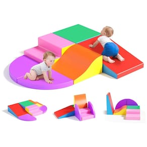 Blocos de Espuma Lischwert para Crianças, Brinquedo de Escalada Interno com Blocos Dobráveis e Túnel, 6 Peças para Crianças de 1 a 3 Anos.