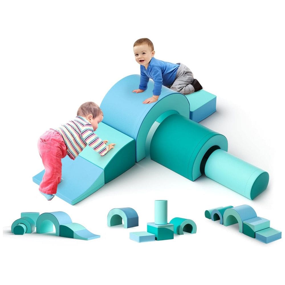 Blocos de Espuma Lischwert para Bebês, Conjunto de 5 Peças com Bloco Dobrável e Túnel, Brinquedos de Escalada para Crianças a Partir de 1