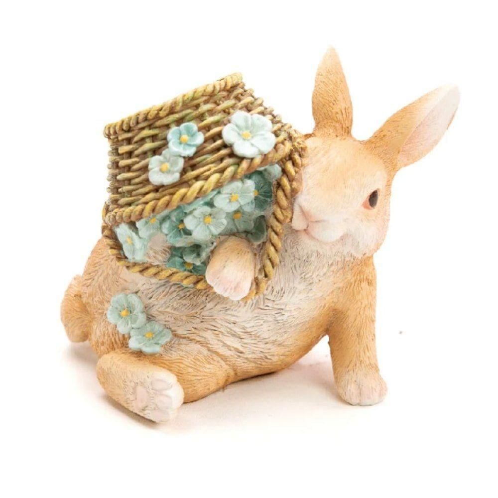 Coelho Dec Resina Sentado C/cesta 10cm