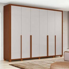 Guarda Roupa Casal Ambiente Imperatore 3 Portas Frassino Off White com Kit Sapateira e Pés - Lopas