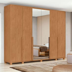 Guarda Roupa Casal Ambiente Imperatore 3 Portas Amêndoa Clean com 2 Gavetas com Espelho e Pés - Lopas