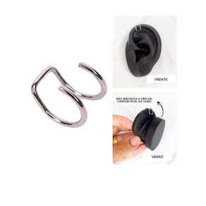 Brinco Piercing Hélix Garra Cartilagem Fake Pressão Encaixe