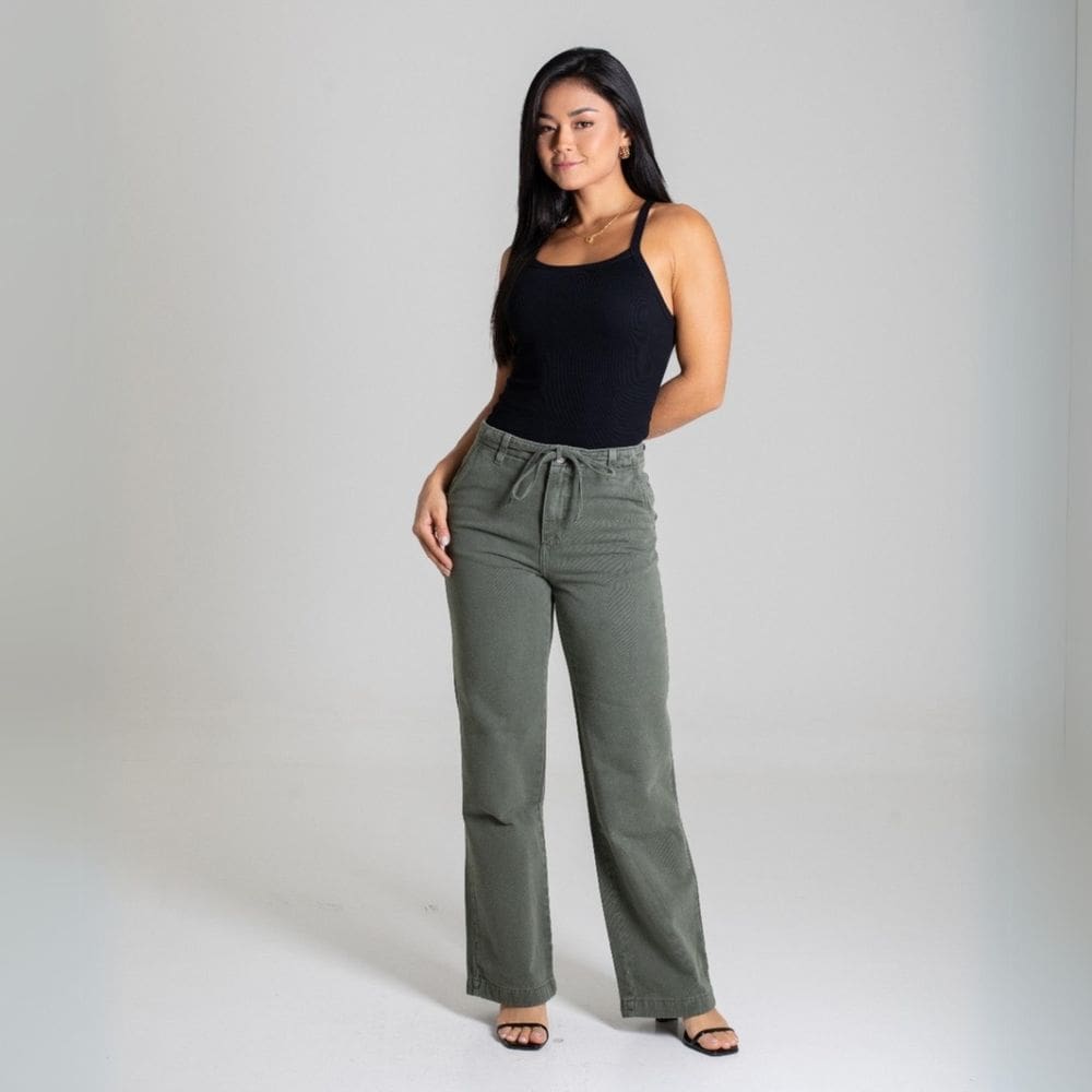 Calça Feminina Sarja Sawary Wide Leg