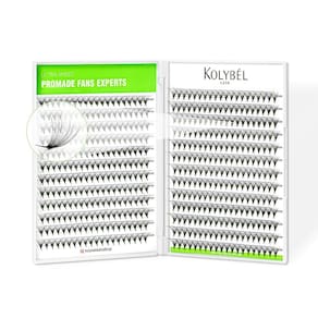 Extensões de cílios Kolybel 24D 0,05 mm C Curl 14 mm 500 ventiladores