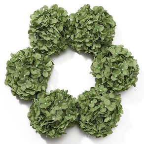 Cabeças de flores de hortênsia artificiais DuHouse Silk x6 (verde sálvia)