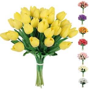 Flores de tulipas artificiais C APPOK Latex Tulip Hastes x30