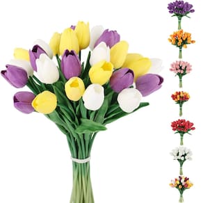 Hastes de látex com flores de tulipas artificiais C APPOK - 30 unidades