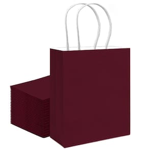 Bolsa de presente qiqee, café de tamanho médio, 30 unidades com alças de 4,3 x 8,3 x 10,6 polegadas