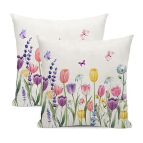 Capas de almofada GOLIANDA Spring 55x55cm Conjunto de 2 flores em aquarela