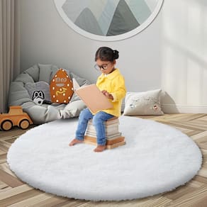 Tapete Area junhejiamei Super Soft Circle para meninas F4 branco
