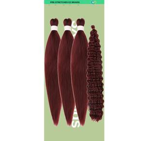Braiding Hair Gozill, pré-esticado, vermelho escuro, encaracolado, 4x26 polegadas