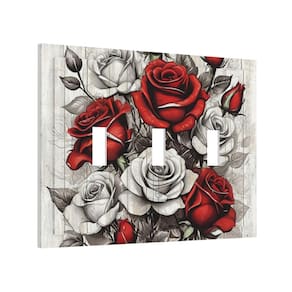 Placa de cobertura decorativa do interruptor de luz Yamxbfa Rustic Red Rose