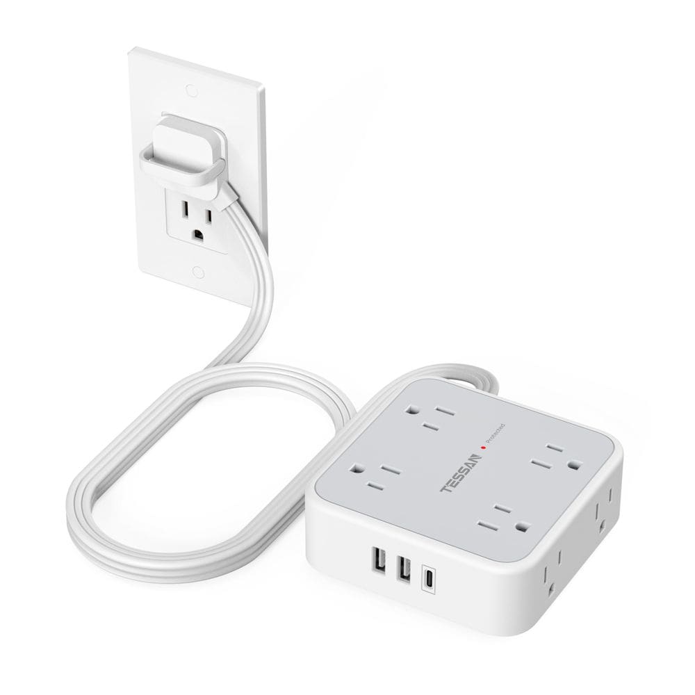 Protetor de sobretensão Power Strip TESSAN de 5 pés com 8 tomadas AC, 3 USB