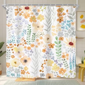 Cortina de chuveiro Riyidecor Floral Flowers 180x180cm amarela