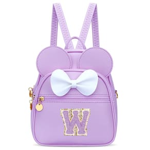 Mini mochila KKXIU Girls Initial Bowknot Purple Faux Leather