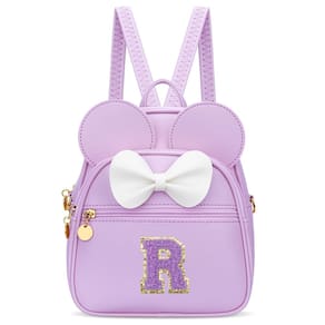 Mini mochila KKXIU Girls Initial Bowknot Purple Faux Leather