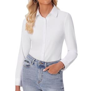 Camisas de botão Siliteelon para mulheres brancas 3GG