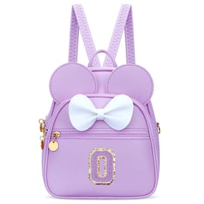 Mini mochila KXIU Girls Initial Bowknot Faux Leather Purpl