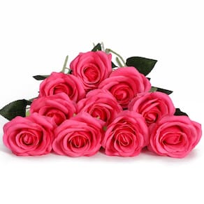 Buquê de flores de seda artificial DuHouse, 10 peças de rosa sintética