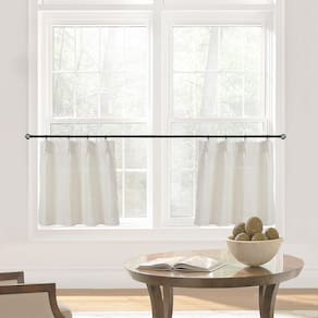 Cortinas Lino Rosa para cozinha com 50 cm de largura, plissadas, transparentes