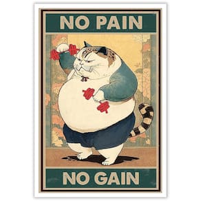 Pôster Funny Cat Workout Gym, arte de parede em tela, 40x60cm
