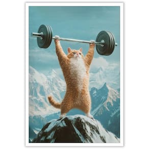 Pôsteres em tela Funny Cat Weightlifting Gym Wall Art 40x60cm