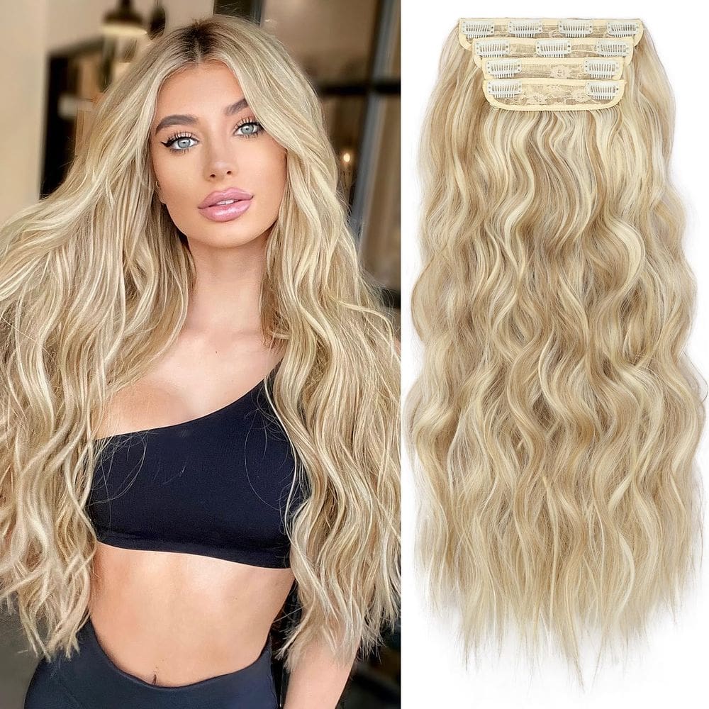 Extensões de cabelo KookaStyle Beach Blonde sintéticas 60 cm 4 unidades