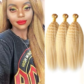 Pacotes de cabelo Poirewa P27/613 Highlight Blonde Yaki Straight