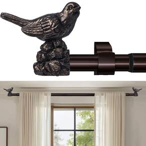 Varão de cortina KVEEO Vintage Oil Bronze 90-305 cm com acabamento em pássaros