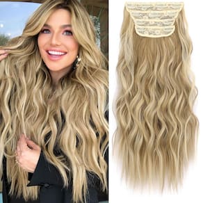 Extensões de cabelo KookaStyle Long Wavy 4 peças de marrom claro/dourado