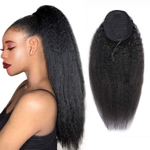 Extensão de rabo de cavalo com cordão Annora Afro Kinky Straight 40cm