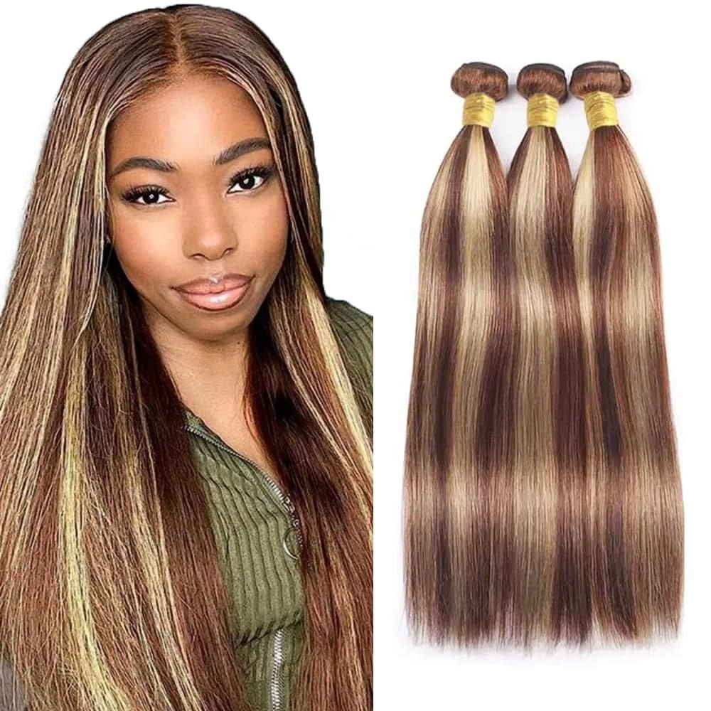 Pacotes de cabelo AuokMar P33/613 Brazilian Virgin Straight x3