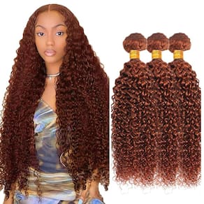 Pacote de cabelo AuokMar Reddish Brown Kinky Curly 40 45 50cm 8A