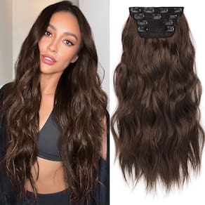Extensões de cabelo KookaStyle Long Wavy 4 peças castanho chocolate 60 cm