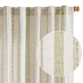 Cortinas jinchan Linen Blend Boho 240x260cm estampadas em verde