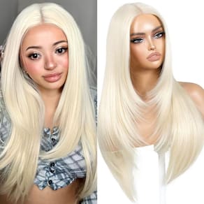 Peruca sintética sem cola ENCOUNTERU Platinum Blonde 66cm