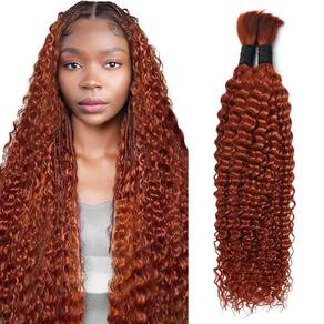 Human Braiding Hair Breawor Ginger 350 40cm Curly 2 pacotes