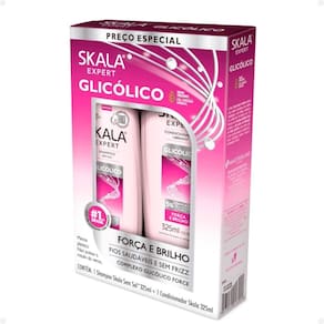 Kit Skala Glicólico Força e Brilho: Shampoo Sem Sal e Condicionador 325ml
