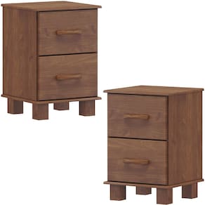 Kit 02 Mesas de Cabeceira Madeira Maciça 2G 42 cm 1137 Imbuia Milani Store