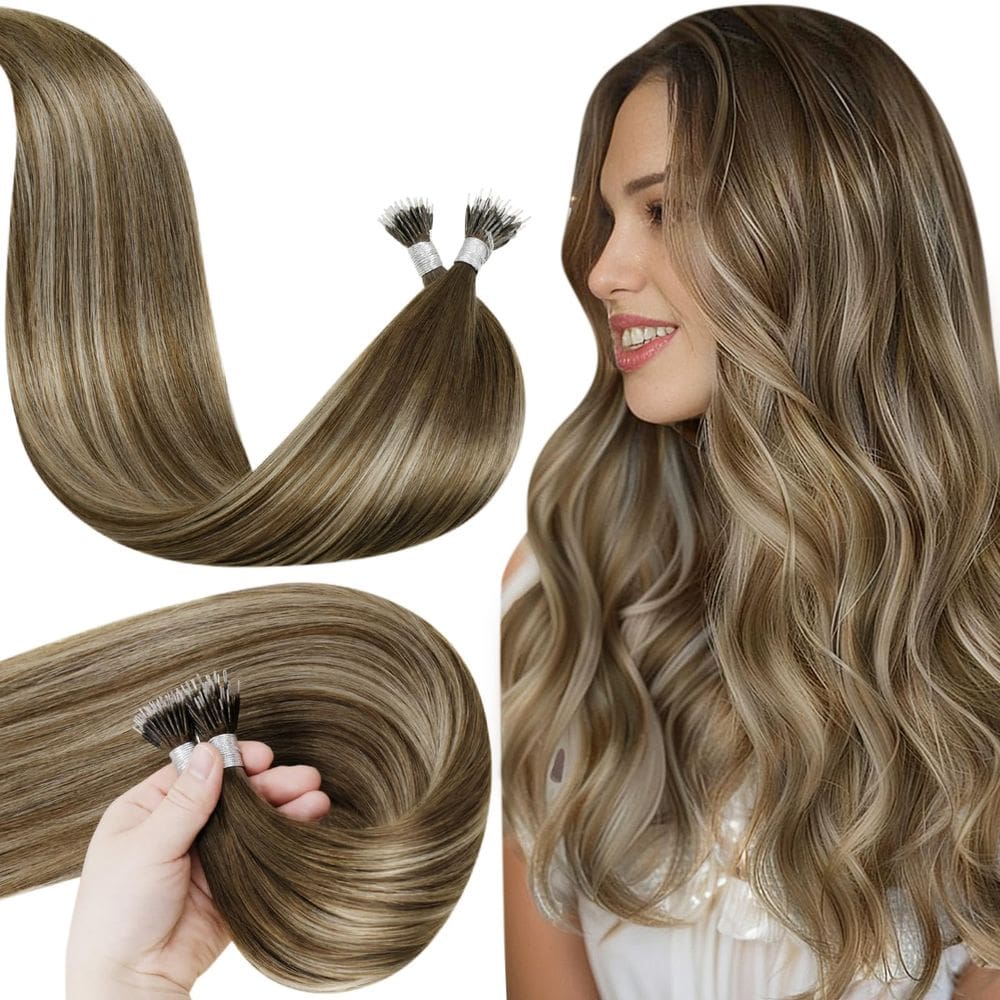 Extensões de cabelo Nano Ring LaAvoo Brown Balayage 14" 50g