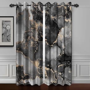 Cortinas de janela Baocicco Black Gold Marble 80x230cm 2 painéis