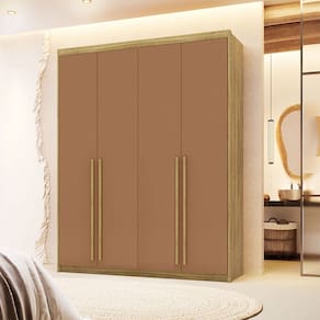 Guarda Roupa Roupeiro Casal Dubai 4 Portas Nature Camarim Vila Rica
