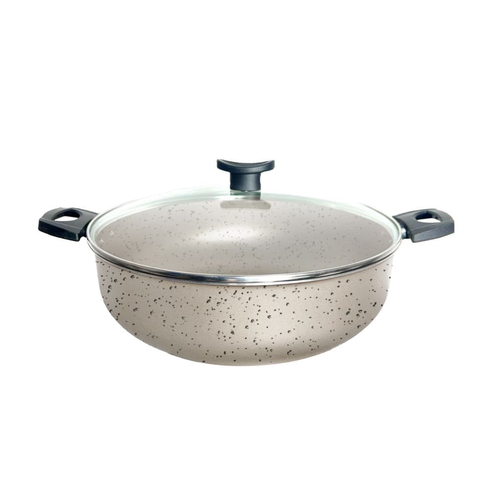 Wok 30 Frigideira Grande Paella Caçarola Teflon Antiaderente Marfim