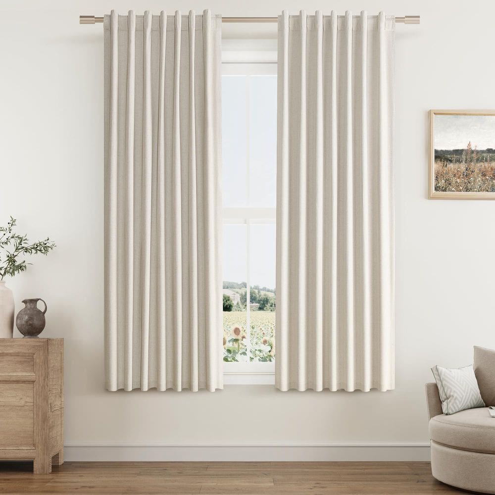 Cortinas Guken Greyish Beige Linen Blackout 160x160cm 2 painéis