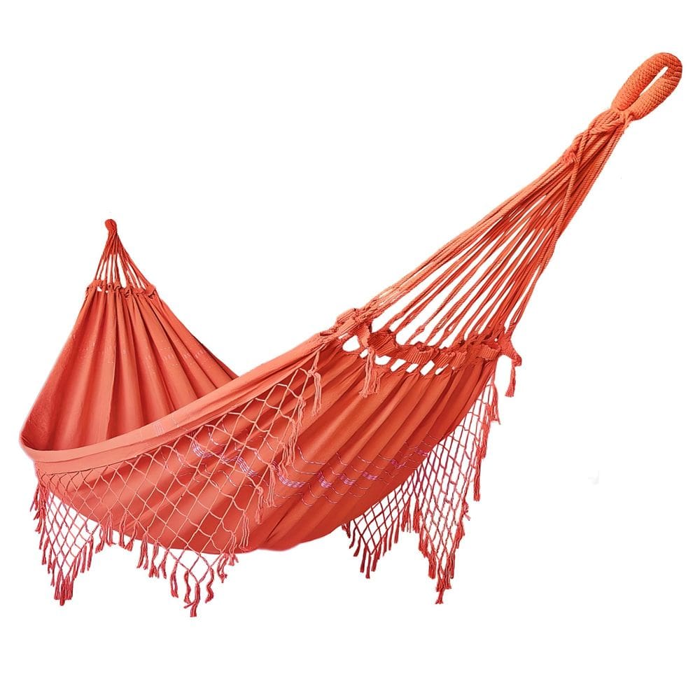Rede de Dormir Casal Balanço de Algodão Reforçada 3,80m x 1,50m Laranja