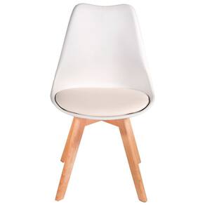 Cadeira Charles Eames Leda Luisa Saarinen Design Wood Estofada Base Madeira - Branca