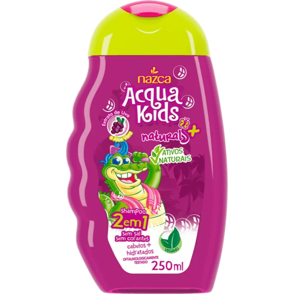 Shampoo 2 em 1 Nazca Extrato de Uva e Aloe Vera Acqua Kids 250ml