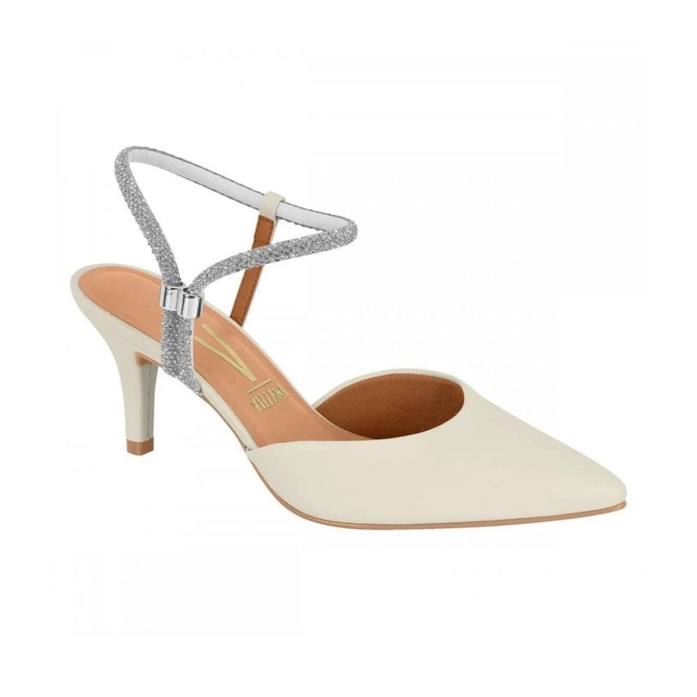 Scarpin Vizzano Feminino Tiras Strass Off White