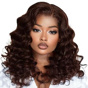 Peruca frontal de renda Litmisr Brown Curly Bob Deep Wave 16"