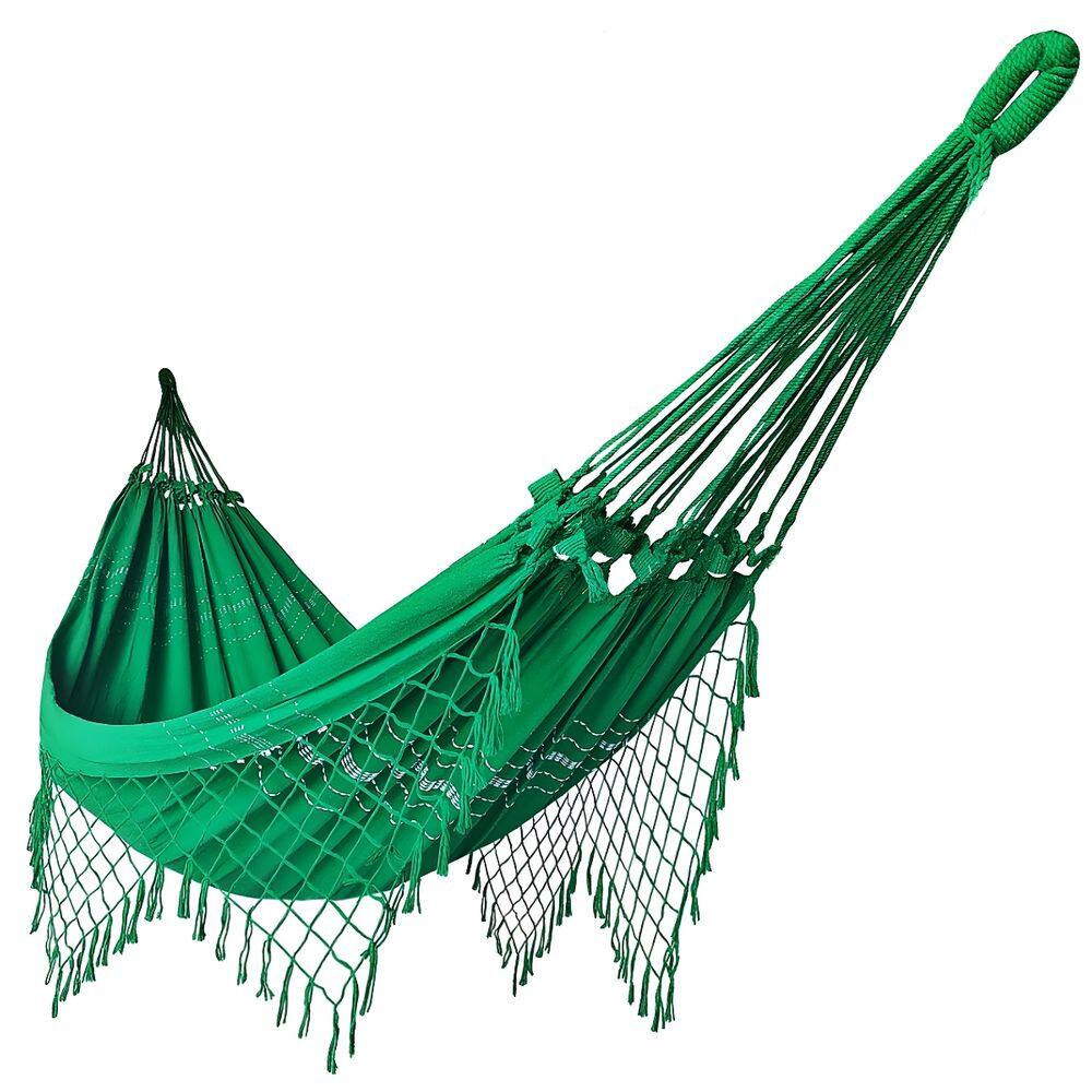 Rede de Dormir Casal Balanço de Algodão Reforçada 3,80m x 1,50m Verde Bandeira